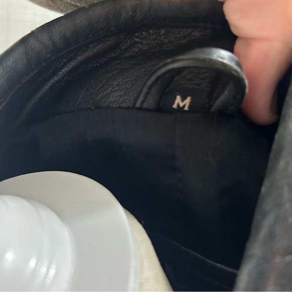 Mid length black leather coat/jacket M - Picture 5 of 5